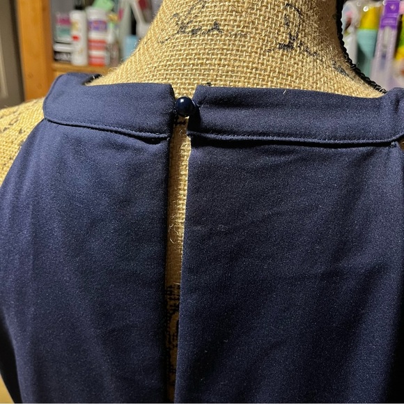 Liz Luxe by Mod Cloth Navy Sleeveless Halter Neck A Line Embroidered Dress Midi - Picture 12 of 13